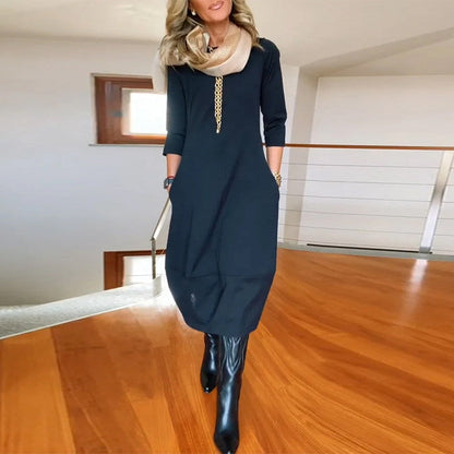 Elegant Vintage Maxi Dress with Pockets - product photo 18