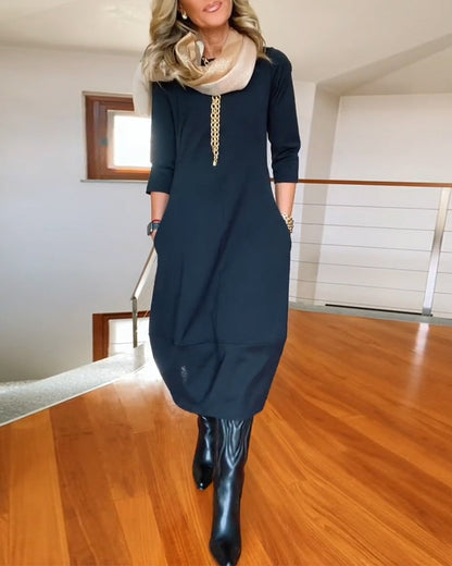 Elegant Vintage Maxi Dress with Pockets - product photo 2
