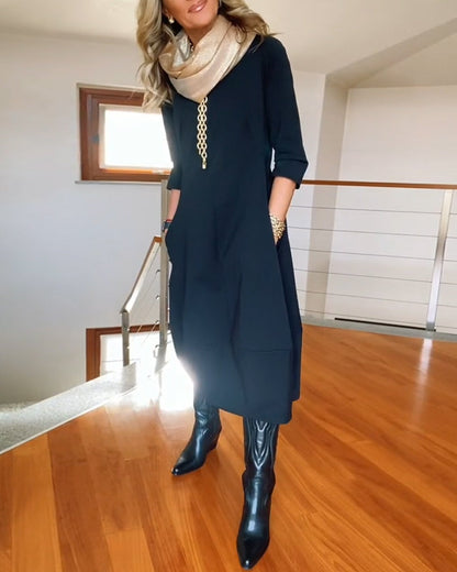 Elegant Vintage Maxi Dress with Pockets - product photo 3