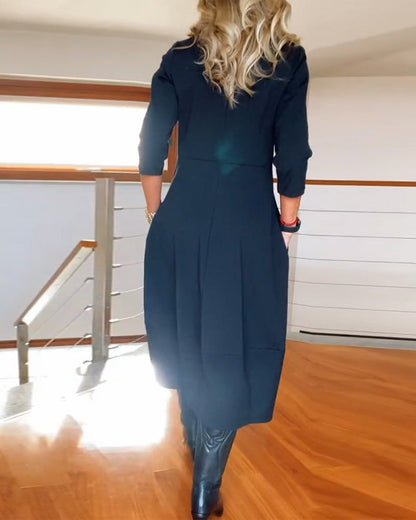 Elegant Vintage Maxi Dress with Pockets - product photo 5