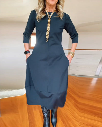 Elegant Vintage Maxi Dress with Pockets - product photo 7
