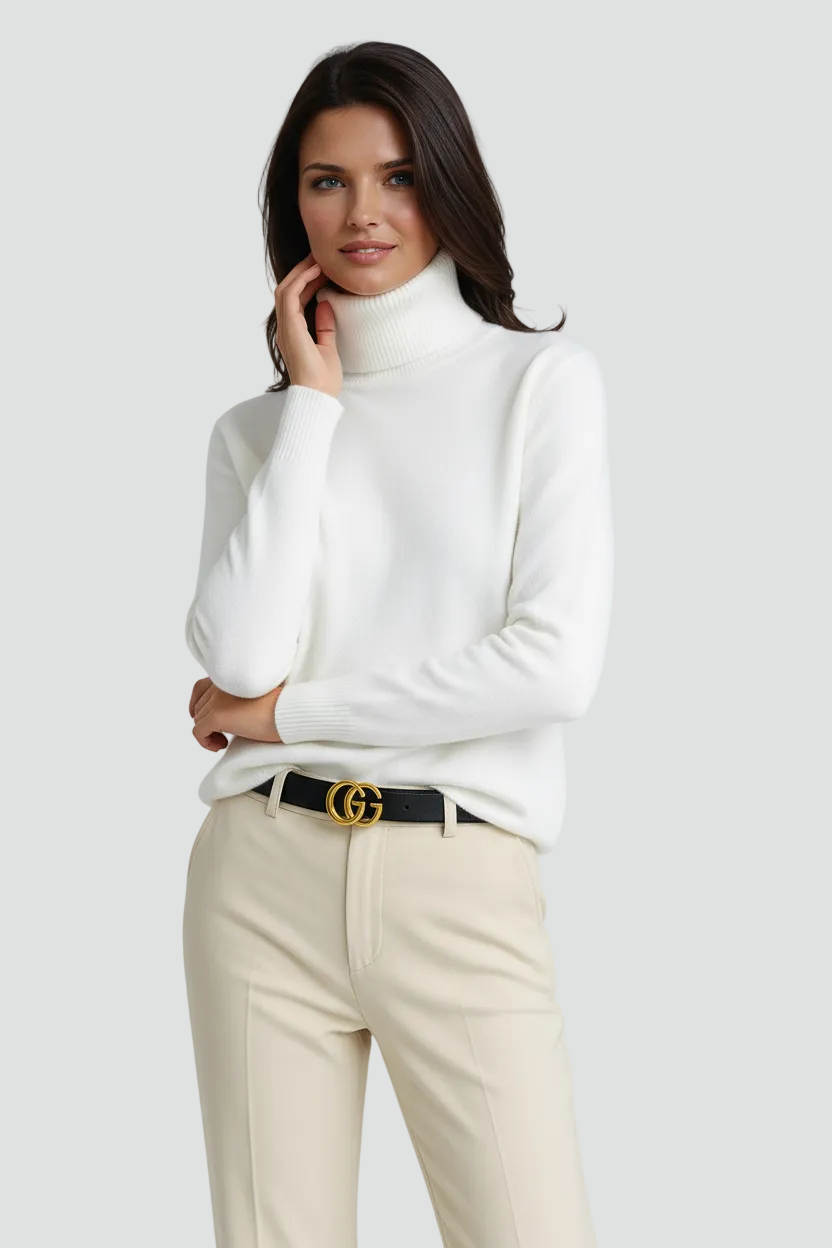 Fine-Knit Turtleneck with Ribbed Cuffs, Slim Fit