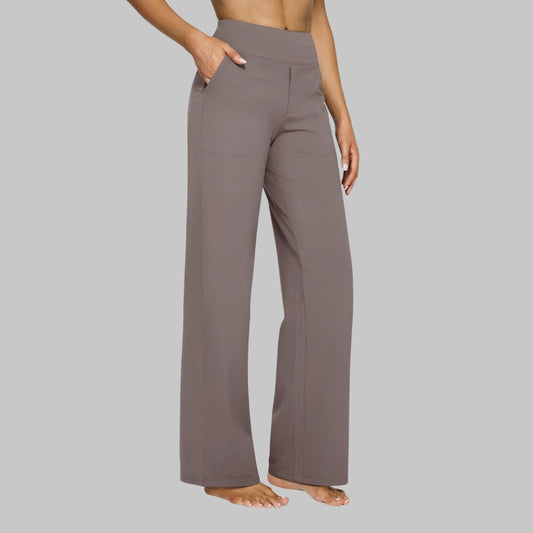 High-Waisted Straight-Leg Trousers with Pockets