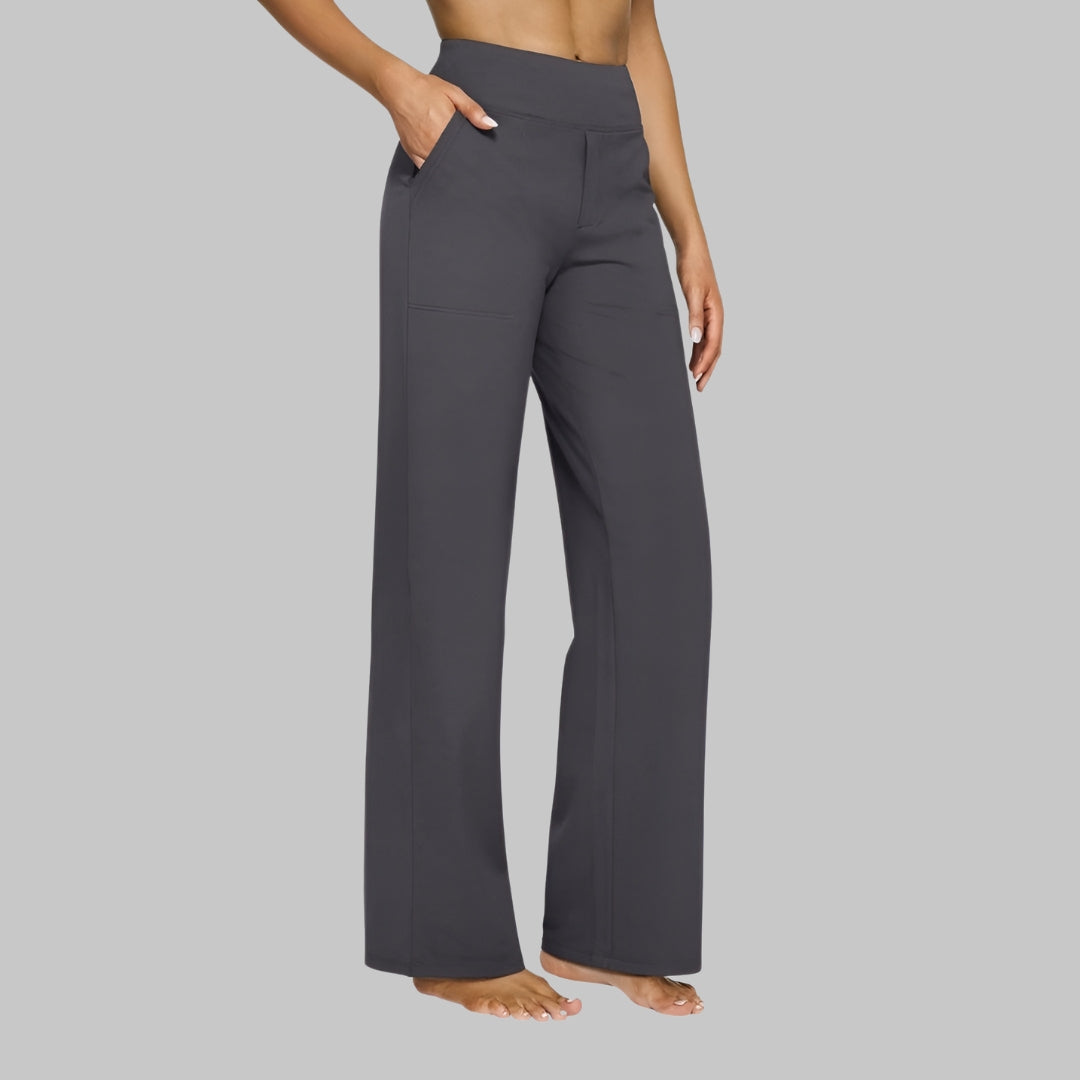 High-Waisted Straight-Leg Trousers with Pockets - product photo 2