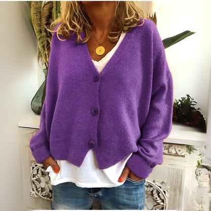 Knitted Cardigan with V-Neck and Buttons - product photo 2