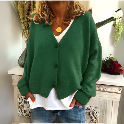 Knitted Cardigan with V-Neck and Buttons - product photo 4