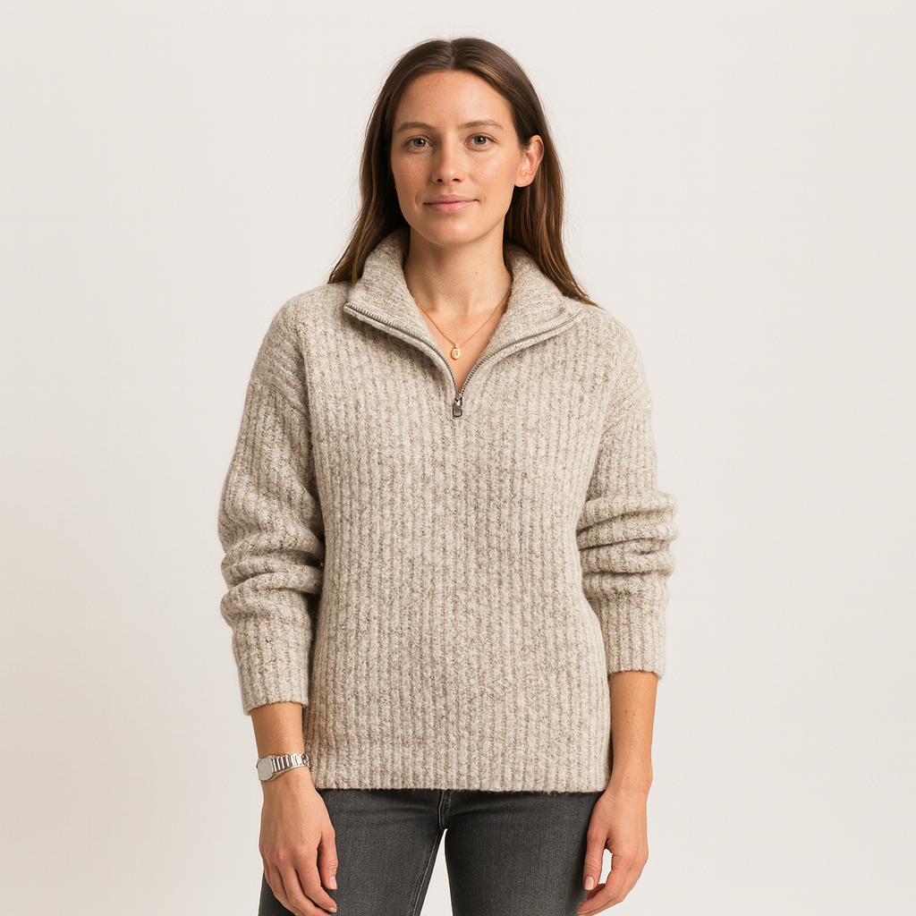 Knitted Half-Zip Jumper with V-Neck - product photo 3
