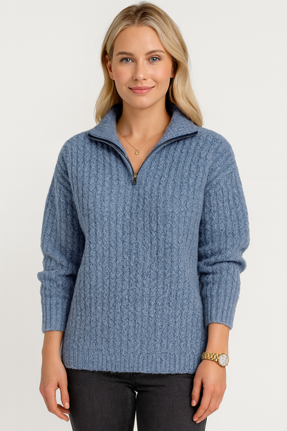 Knitted Half-Zip Jumper with V-Neck - product photo 5