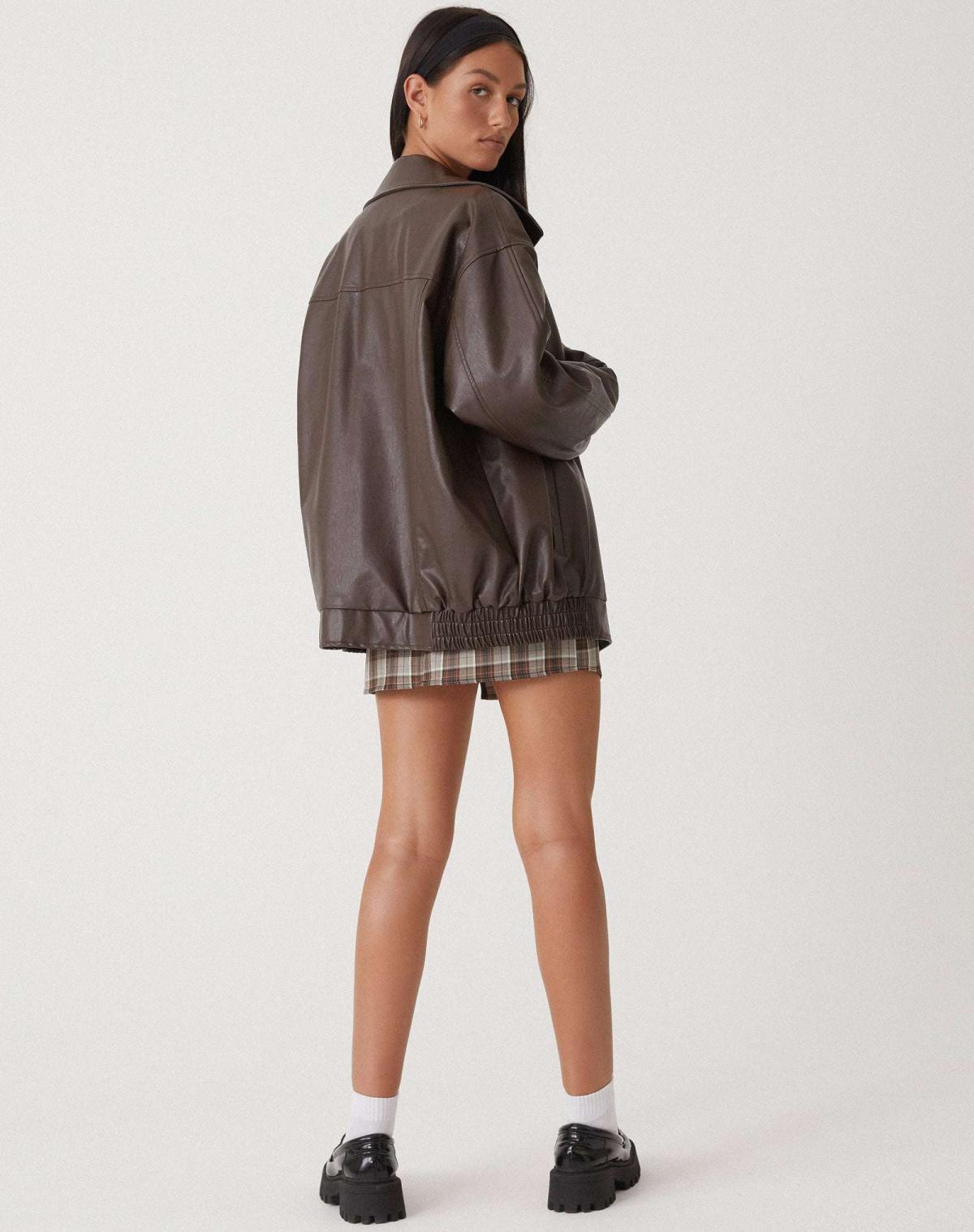 Leather-Look Oversized Bomber Jacket - product photo 4
