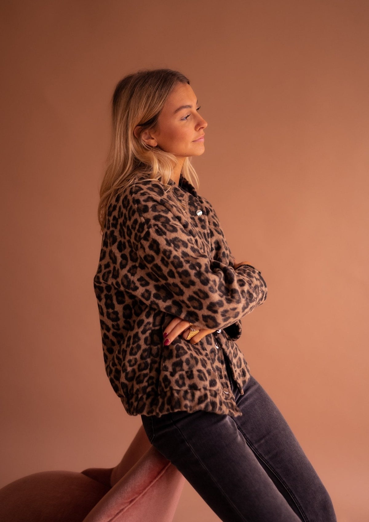 Leopard Print Bomber Jacket with Comfortable Fit - product photo 6