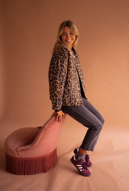 Leopard Print Bomber Jacket with Comfortable Fit - product photo 8