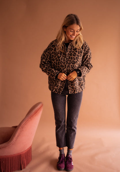 Leopard Print Bomber Jacket with Comfortable Fit - product photo 9