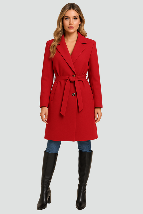 Lined A-Line Coat with Double Button Closure