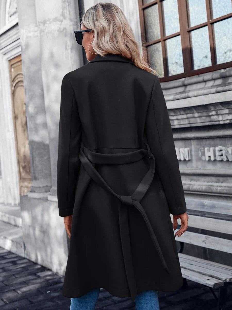 Lined A-Line Coat with Double Button Closure - product photo 11