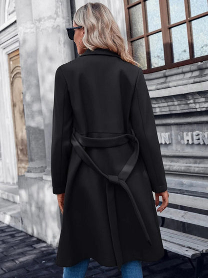 Lined A-Line Coat with Double Button Closure - product photo 11