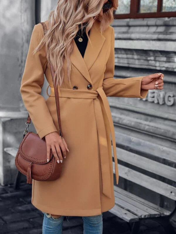 Lined A-Line Coat with Double Button Closure - product photo 5