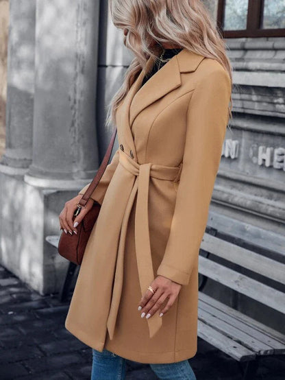 Lined A-Line Coat with Double Button Closure - product photo 7