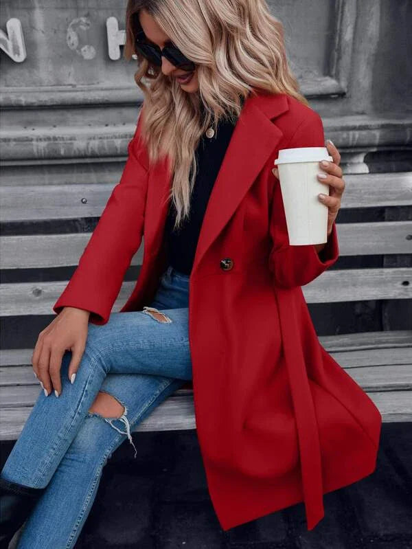 Lined A-Line Coat with Double Button Closure - product photo 8