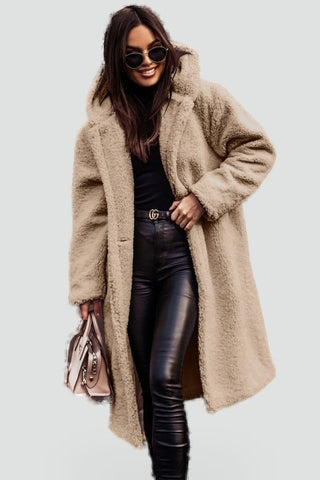 Long Teddy Coat with Hood