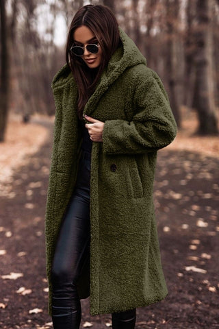 Long Teddy Coat with Hood - product photo 3