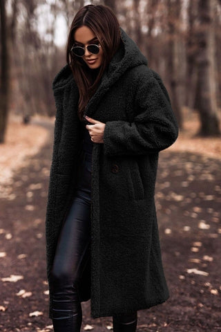 Long Teddy Coat with Hood - product photo 4