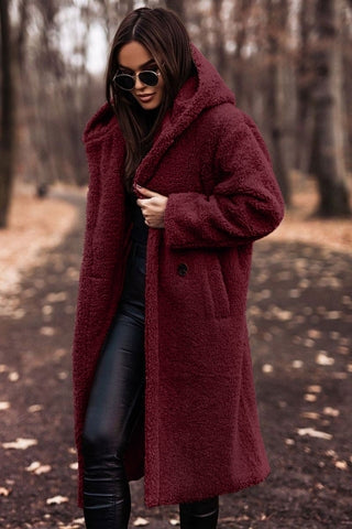 Long Teddy Coat with Hood - product photo 5