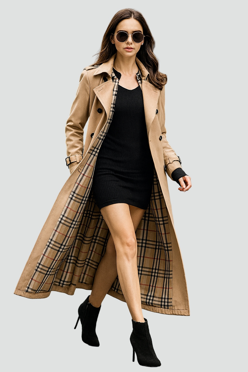 Long Trenchcoat with Double Button Closure