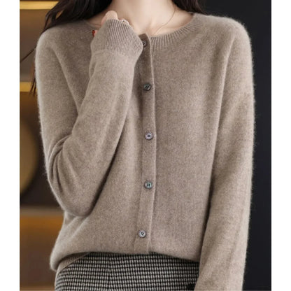 Merino Wool Cardigan with Button Closure and Long Sleeves - product photo 10