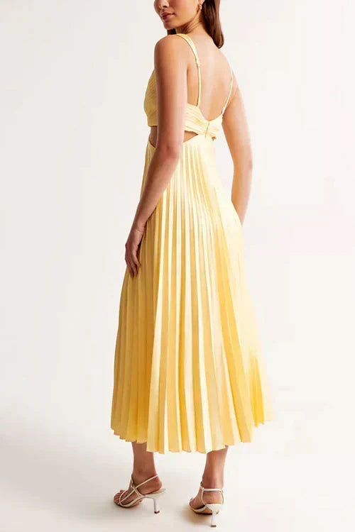 Midi Gala Dress with Pleated Skirt and Waist Cutout - product photo 2