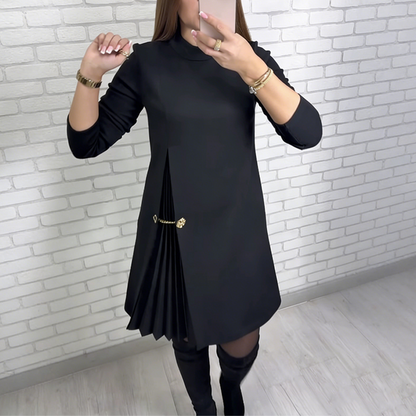 Mini Cocktail Dress with Collar and Pleat Detail - product photo 5