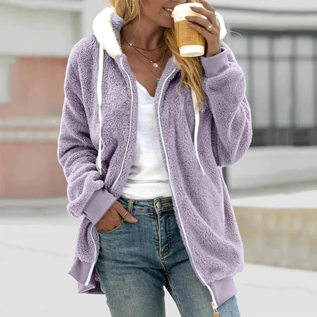Plush Hooded Jacket with Split Detailing - product photo 2