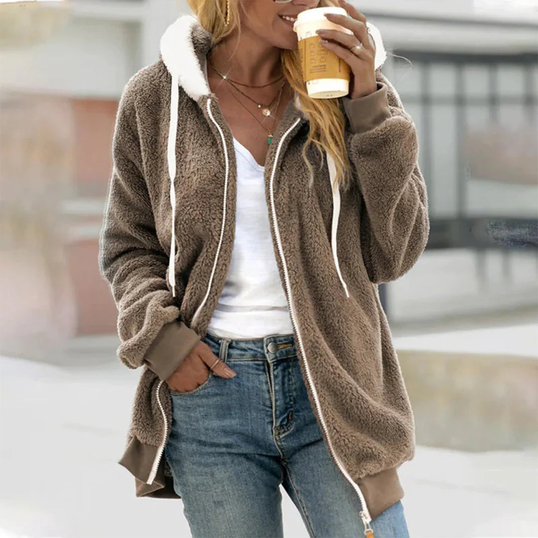 Plush Hooded Jacket with Split Detailing - product photo 3