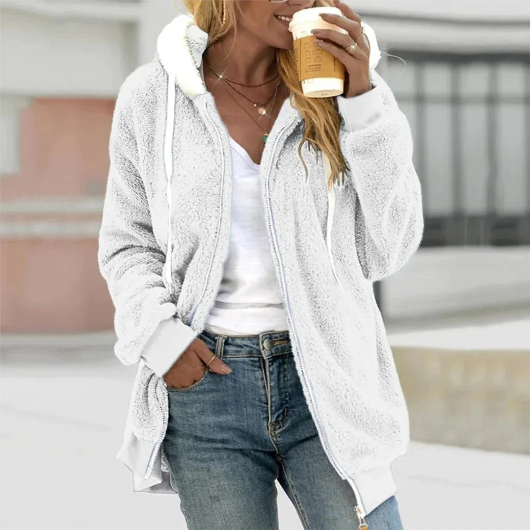 Plush Hooded Jacket with Split Detailing - product photo 4