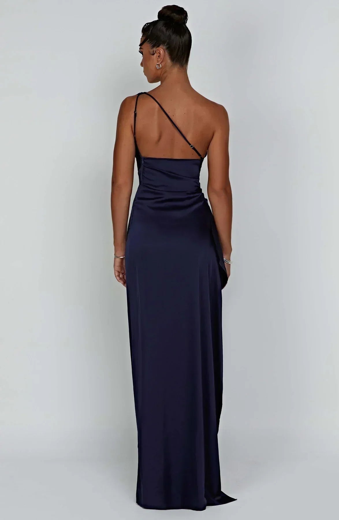 Satin Maxi Evening Dress with One-Shoulder and High Split - product photo 15