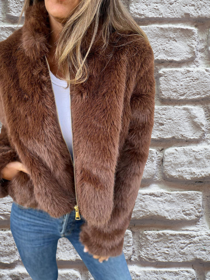 Short Faux Fur Winter Coat with Soft Lining - product photo 9