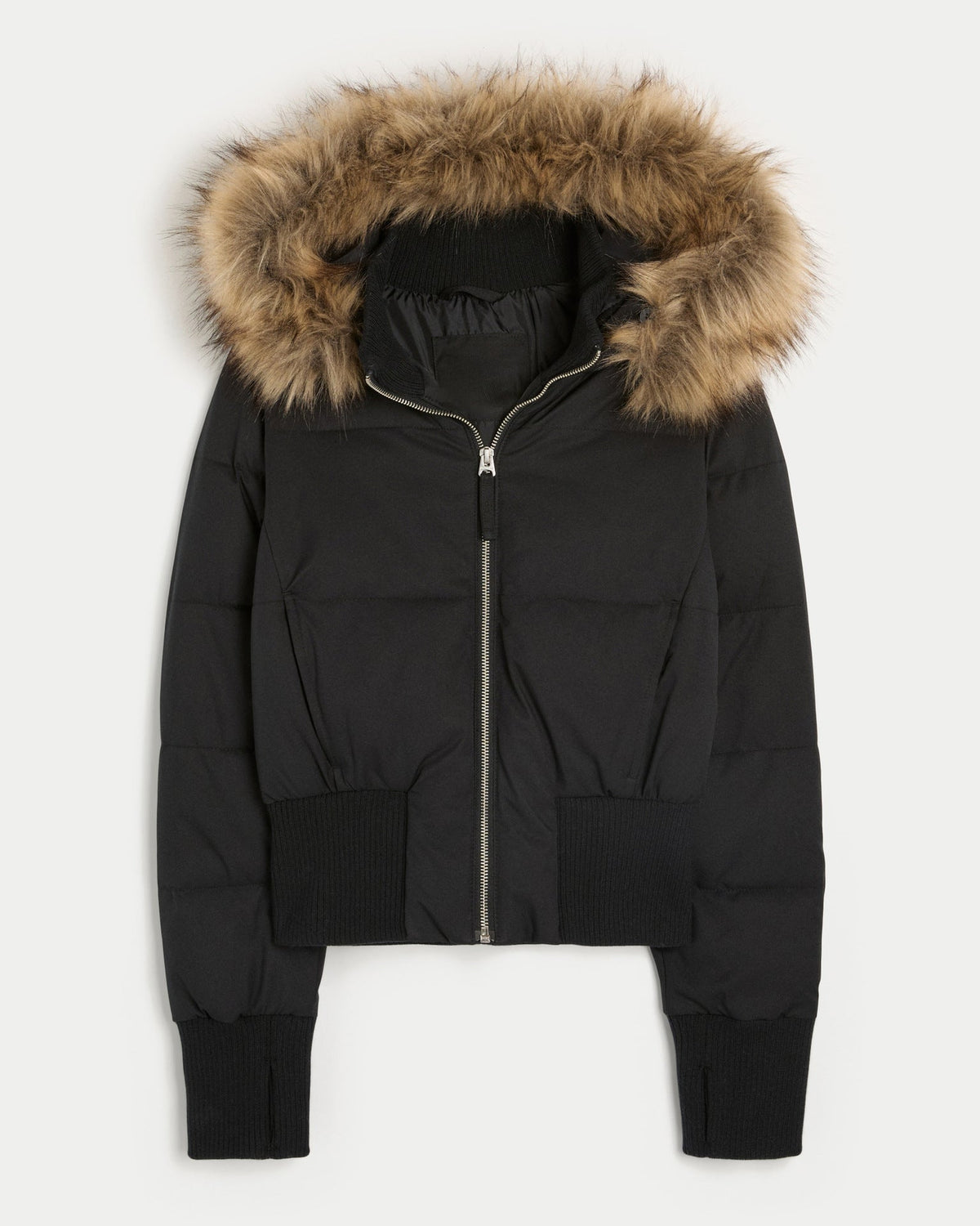 Short Puffer Jacket with Faux Fur Hood - product photo 5