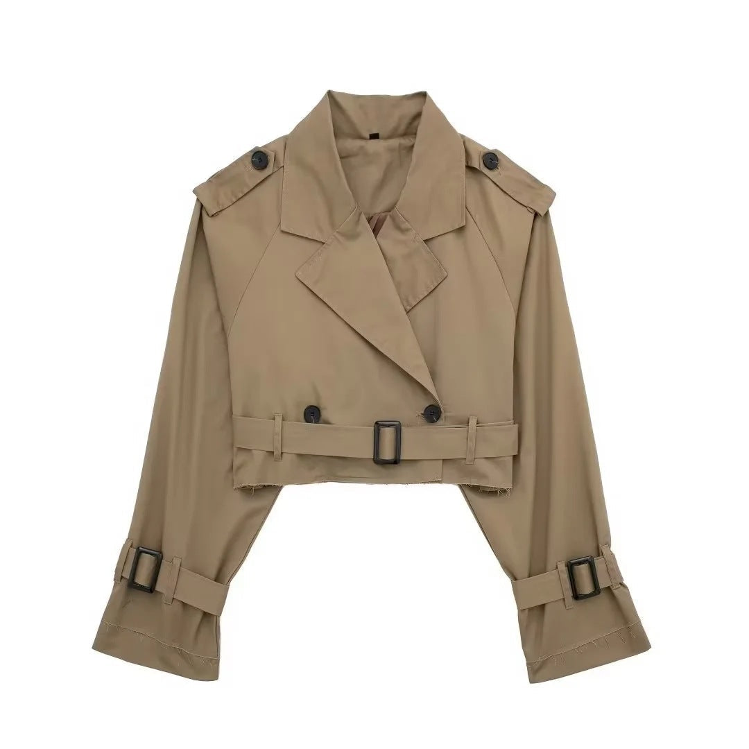 Short Trench Coat with Lapel Collar, Modern Fit - product photo 3
