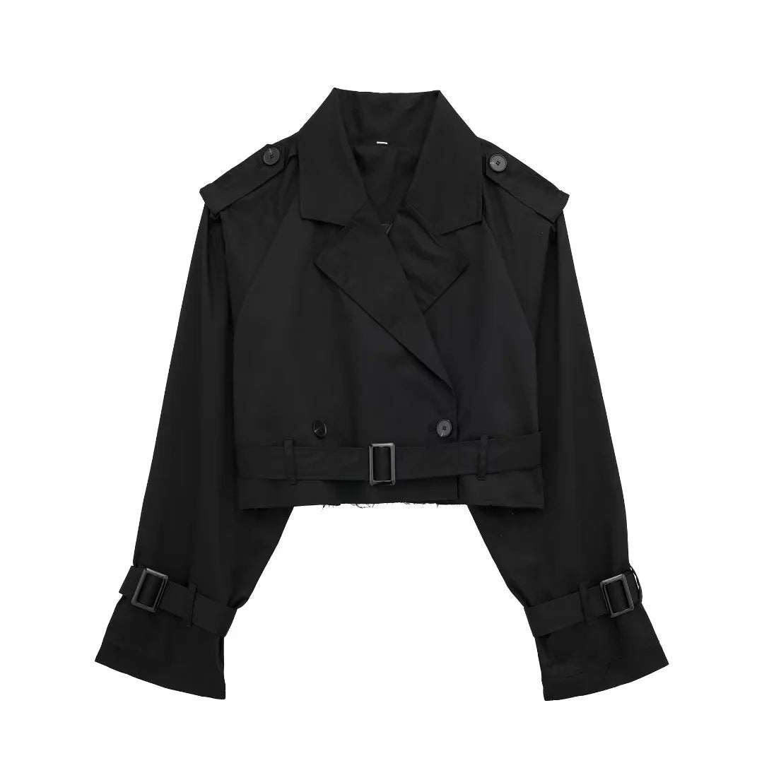 Short Trench Coat with Lapel Collar, Modern Fit - product photo 4
