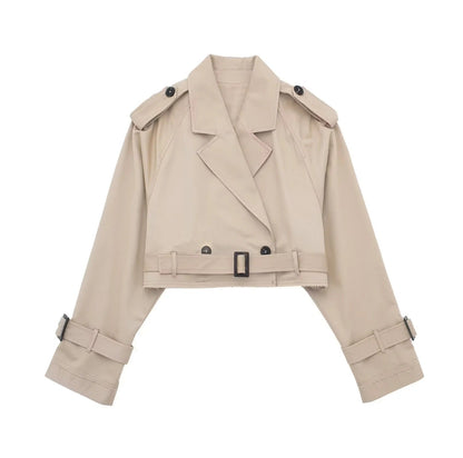 Short Trench Coat with Lapel Collar, Modern Fit - product photo 6