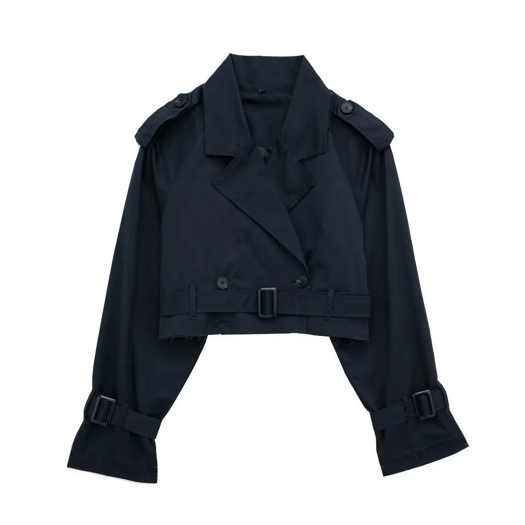 Short Trench Coat with Lapel Collar, Modern Fit - product photo 7