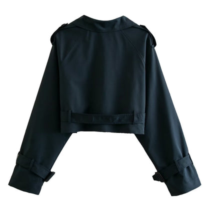 Short Trench Coat with Lapel Collar, Modern Fit - product photo 8