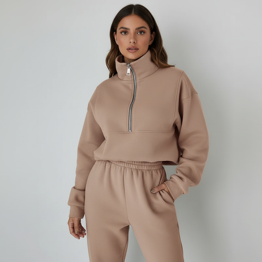 Sporty Set with Half-Zip Jumper and Matching Trousers