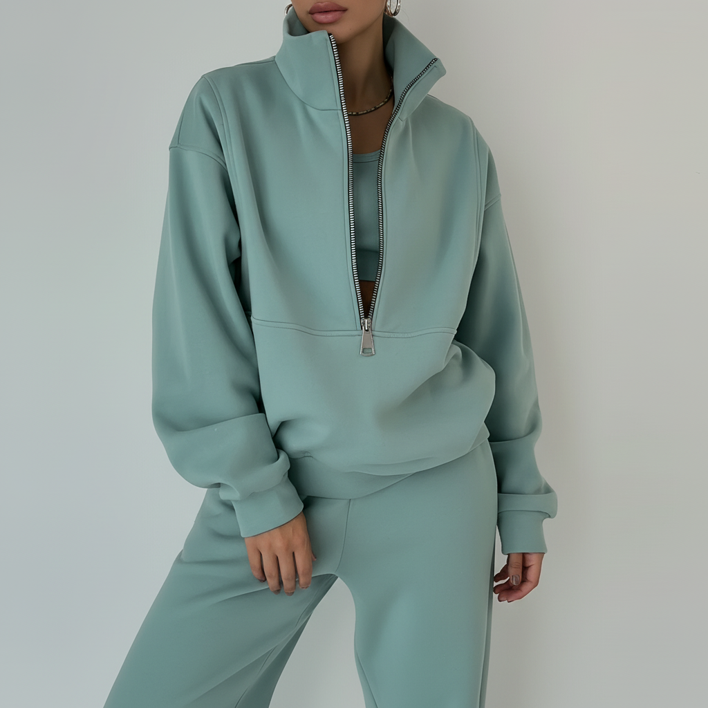 Sporty Set with Half-Zip Jumper and Matching Trousers - product photo 2