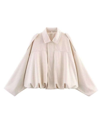 Suede-Look Textured Casual Jacket with Lapel Collar - product photo 24