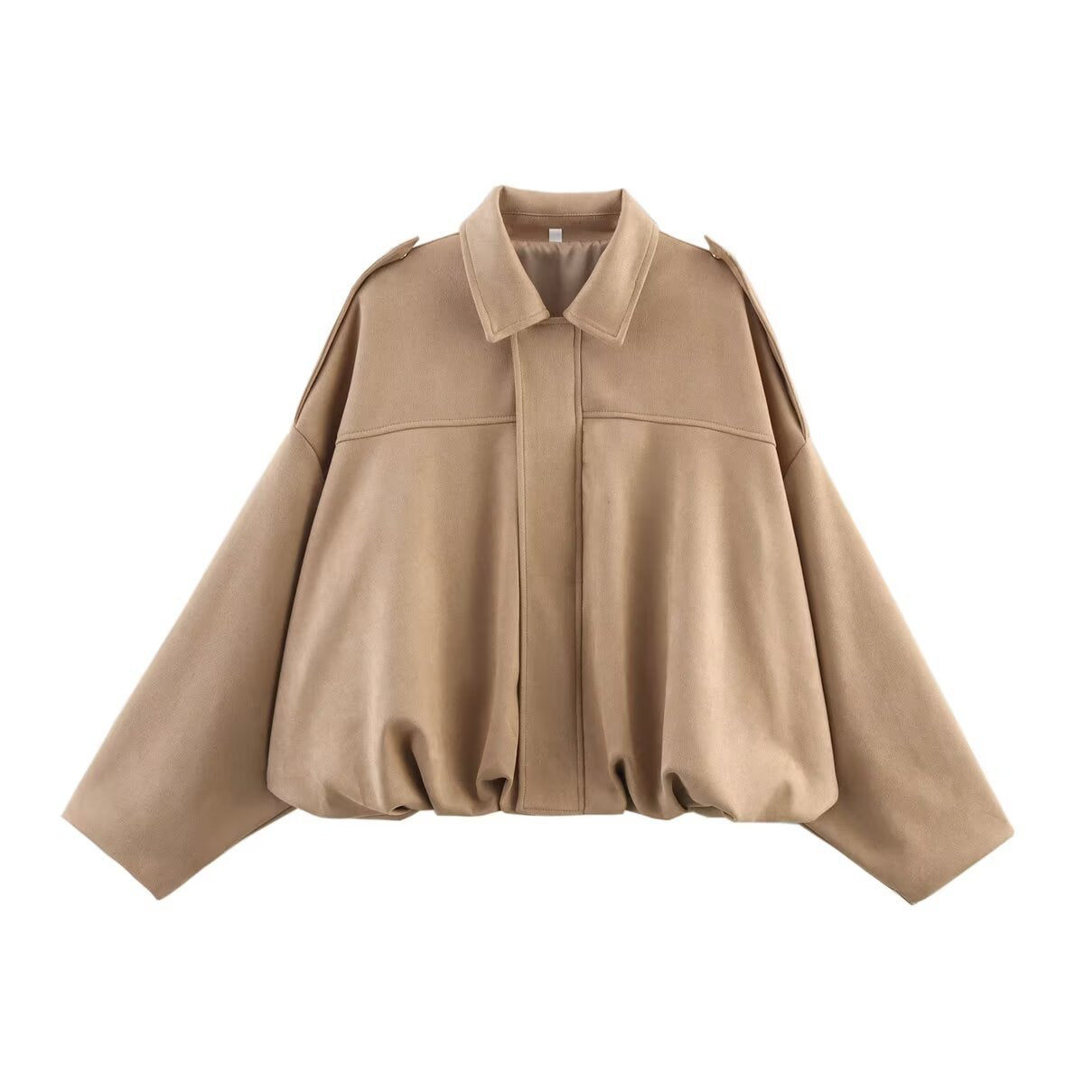 Suede-Look Textured Casual Jacket with Lapel Collar - product photo 32