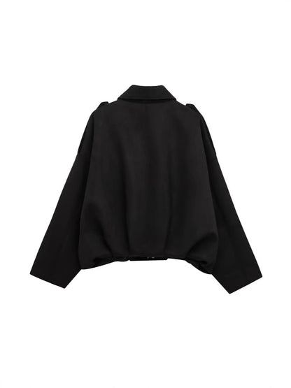 Suede-Look Textured Casual Jacket with Lapel Collar - product photo 5