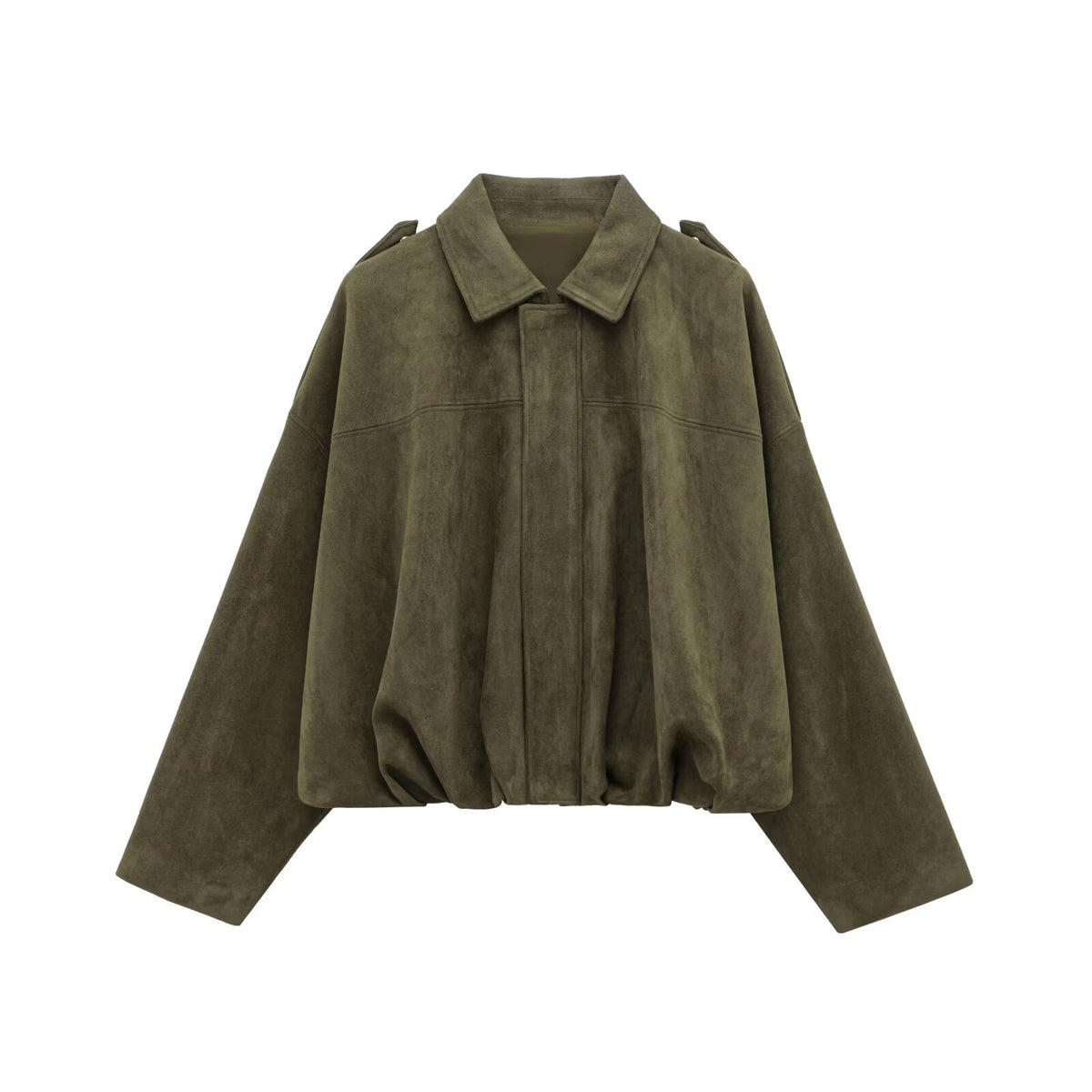 Suede-Look Textured Casual Jacket with Lapel Collar - product photo 8