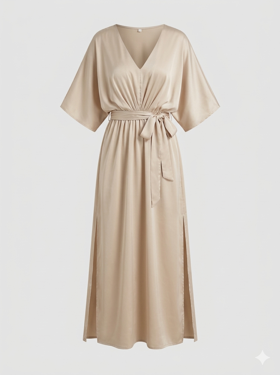 Summer Maxi Dress with V-Neck and Loose Fit