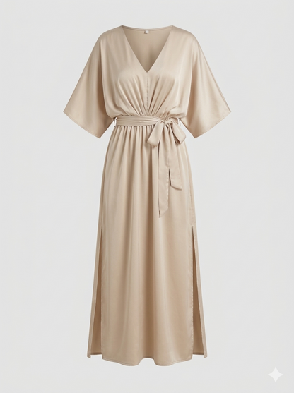 Summer Maxi Dress with V-Neck and Loose Fit