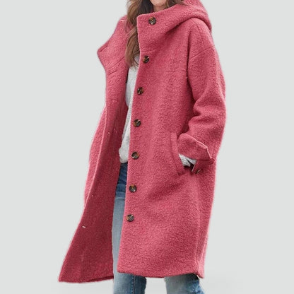 Wool-Blend Coat with Hood and Loose Fit